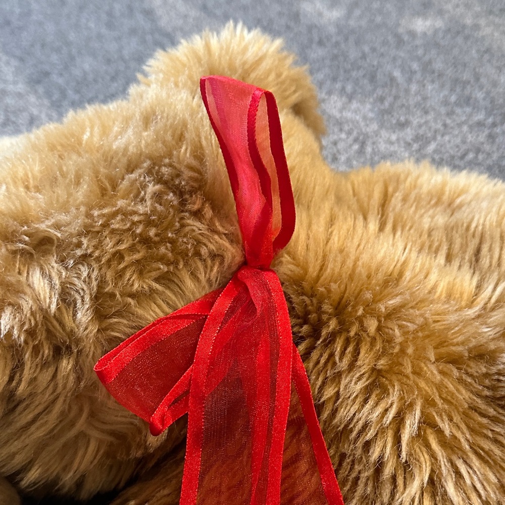 Plush Brown Dog w/ Red Nose Bow & Hearts 30” - Picture 8 of 10